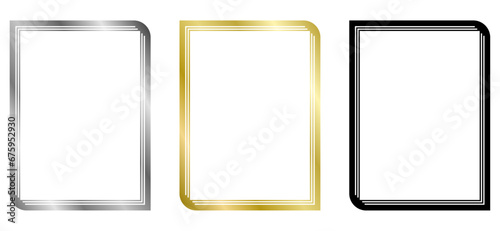 Set of black, golden and silver frames. Vector frame isolated on white. Frame for text, certificate, pictures, diploma, invitation