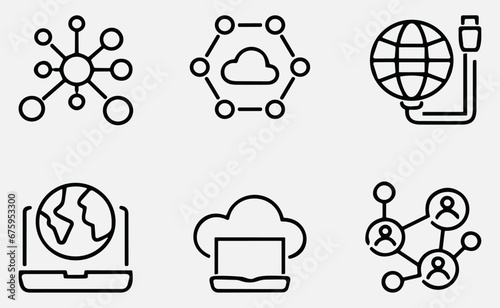 outline icons network, internet. Linear icon collection set. Vector illustration