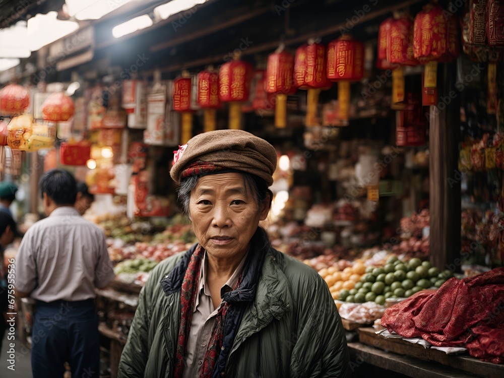 person in a market, Asian market