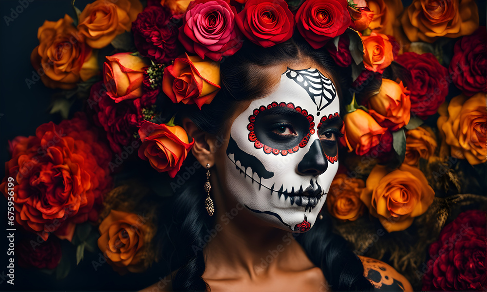 Halloween day of the dead beautiful model wearing a mask Halloween day of the dead beautiful model wearing a mask