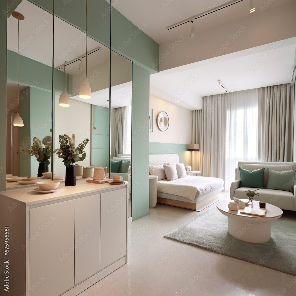 A compact abodes inner realm with a pearl white
A compact abodes inner realm with a pearl white