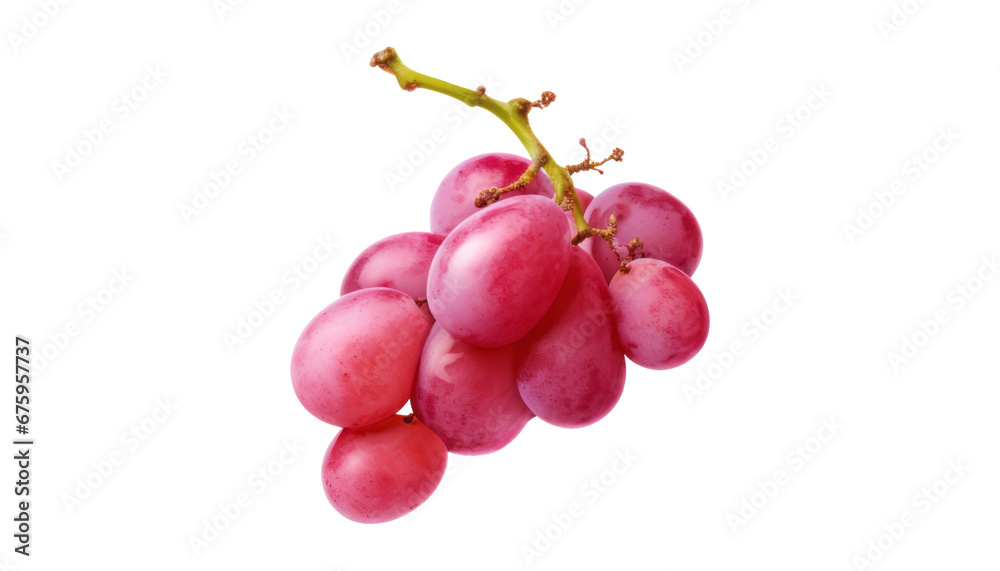 bunch of red grapes isolated on transparent background cutout