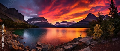 Majestic sunset in Glacier National Park, Montana, USA. © Rudsaphon