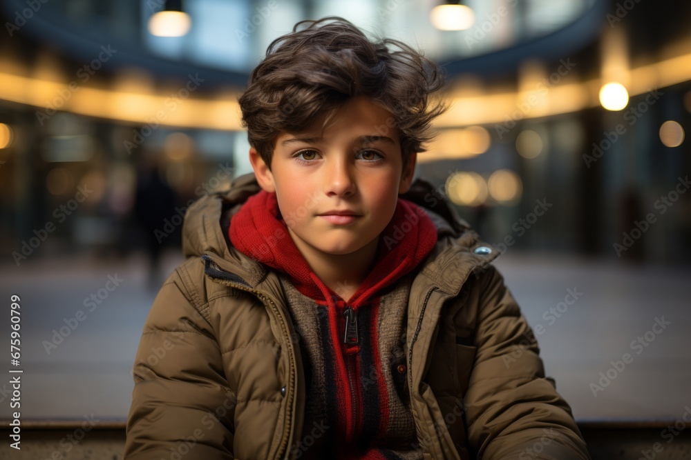 Portrait of a boy in the city at night. Shallow depth of field. Portrait of a boy in the city at night. Shallow depth of field.