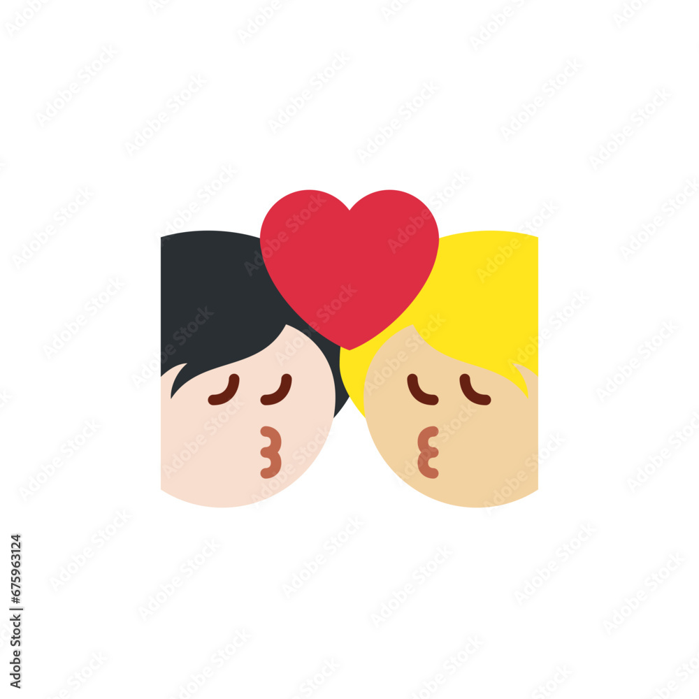 Kiss: Person, Person, Light Skin Tone, Medium-Light Skin Tone Kiss: Person, Person, Light Skin Tone, Medium-Light Skin Tone