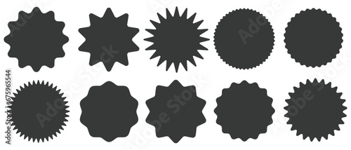 Set of black starburst stamps Badges and labels various shapes vectors