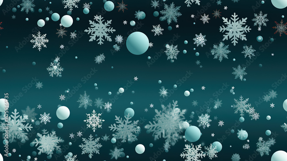 Fototapeta premium Seamless Snowflakes Winter Background Pattern