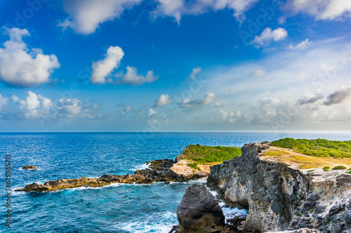 Pointe des chateaux rocks seen from the cross, Saint-François, Guadeloupe, French West-Indies photo