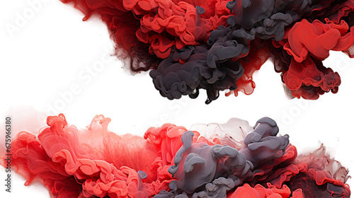 Black and red smoke cloud.Transparent light Black and red dark color smoke with isolated white background.