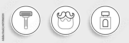 Set line Aftershave, Shaving razor and Mustache and beard icon. Vector