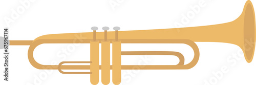 Vector illustration of trumpet. Brass wind musical instrument trumpet