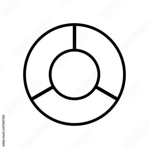 Fraction pie divided into one-third. Pie chart. Mathematics resources for teachers and students.
