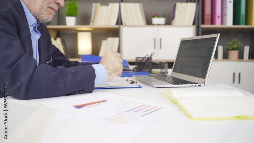 Nervous businessman unmotivated for work Nervous businessman unmotivated for work