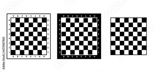 Chess pieces tower horse bishop, king queen Chess Board Setup Vector icon or symbol pieces Flat style the starting positions figures pieces tournament strategy silhouette checker board. Square checker