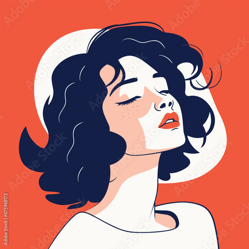 Woman modern icon avatar. Woman design. Abstract contemporary poster. Wall art design. Vector stock	