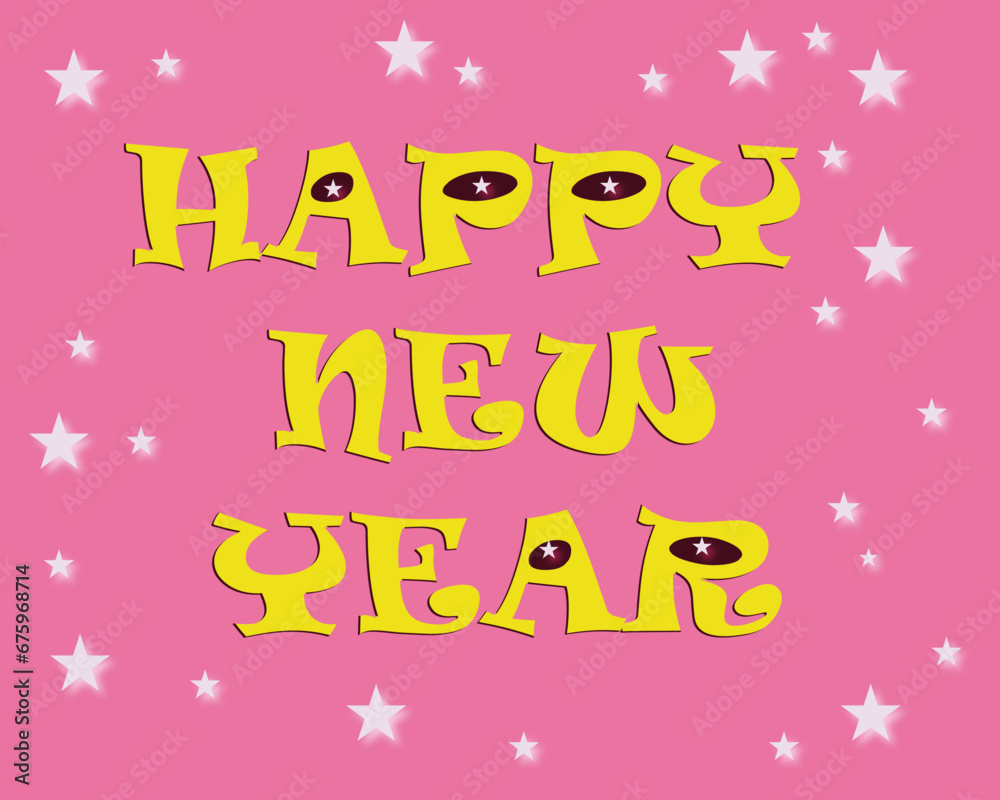 Happy new year with sparkling stars. Happy new year with sparkling stars.