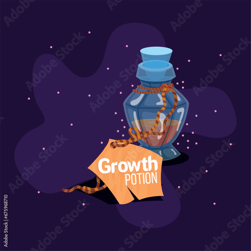 Isolated colored magical growth potion elixir Vector