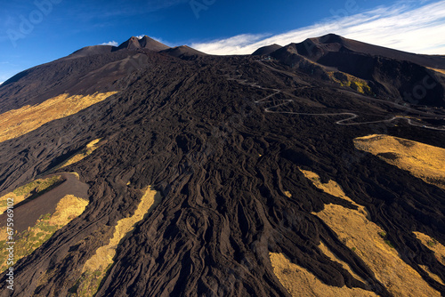 Aetna, Vulkan, bei Catania, Sizilien, Italien, Luftbild aus Hubschrauber