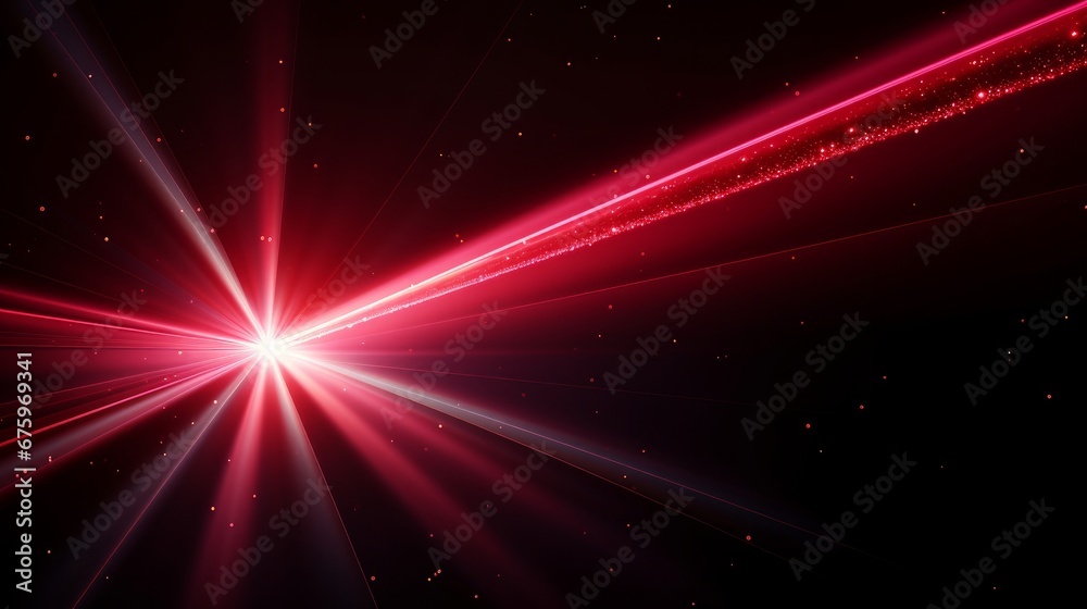 Experience the intensity of a red laser strike in this vector image, capturing the brilliance of the laser beam with radiant sparkles for a visually striking depiction.