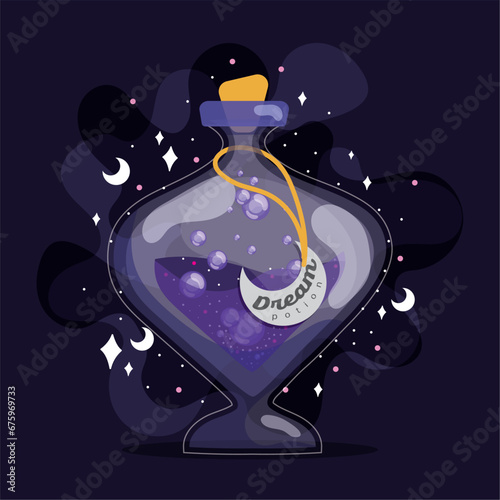 Isolated colored magical dream potion elixir Vector