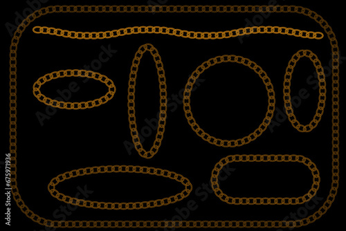 Set of chain pattern. vector chain link circle and oval, chin pattern, vector illustration. Chain pattern brush set. Vector illustration