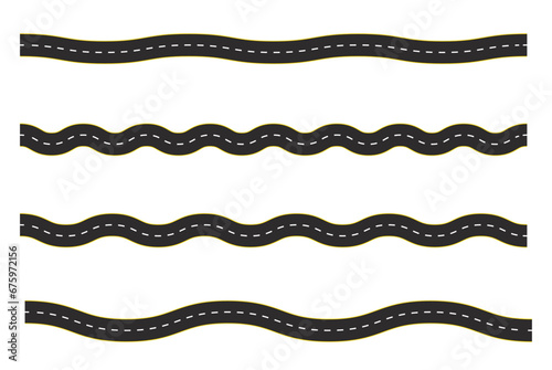 Vector black car road. Road signs. Road to horizon in perspective. Business road map timeline infographic icons designed for abstract background template. empty line isolated vector concept