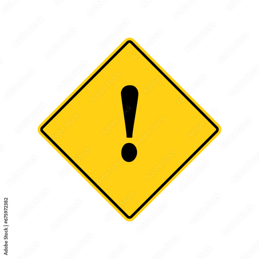 Road sign Warning or Attention Caution Sign with Exclamation Mark Flat Icon Vector Image. Road sign Warning or Attention Caution Sign with Exclamation Mark Flat Icon Vector Image.
