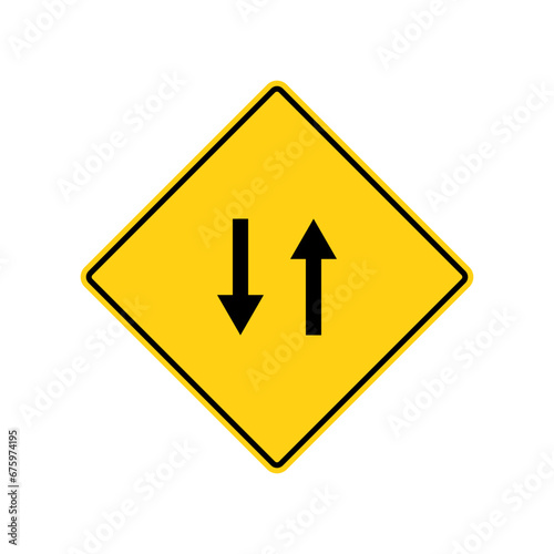 Free Download Yellow road sign: up arrow down arrow sign. Common on roads sign. Vector illustration on white background. - GFXLoad