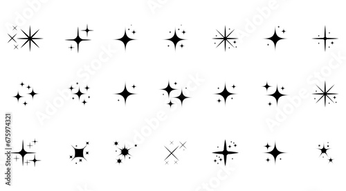 A set of shining and glowing stars, sparkle star icons,
and stars with festive decoration particles create an abstract staright effect. Twinkling stars, 
in this vector illustration.