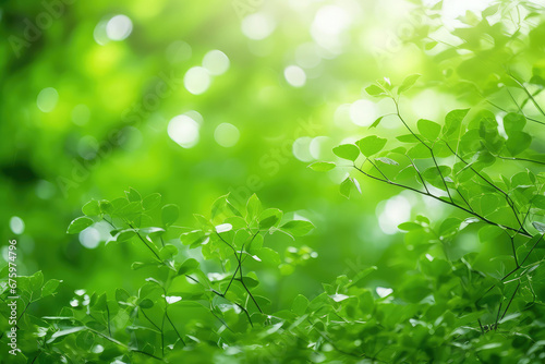 Nature of green leaf in garden at summer. Closeup beautiful Natural green leaves plants using as spring background. Generative AI.