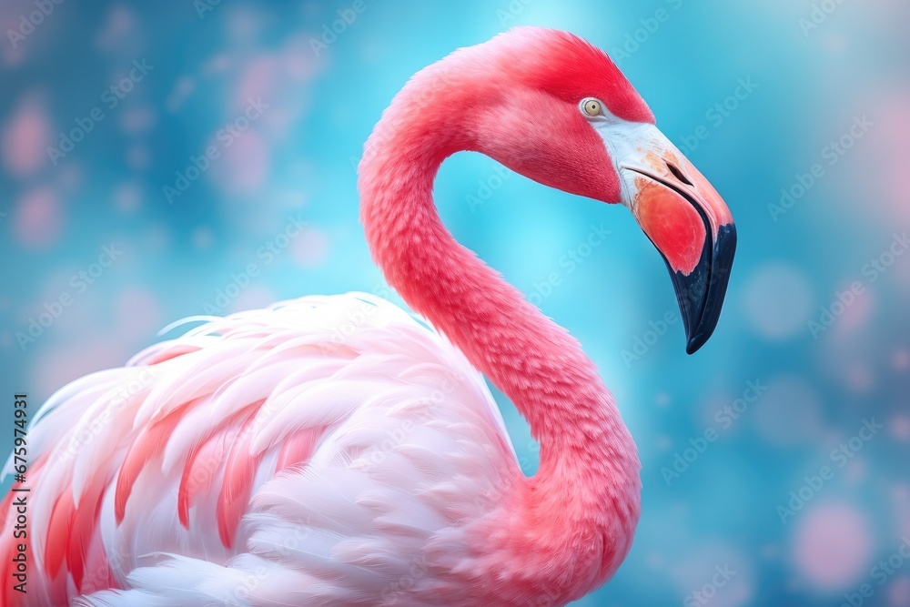 Fototapeta premium Pink flamingo blured background