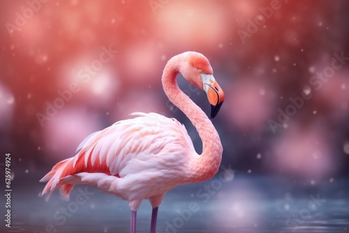 Pink flamingo blured background