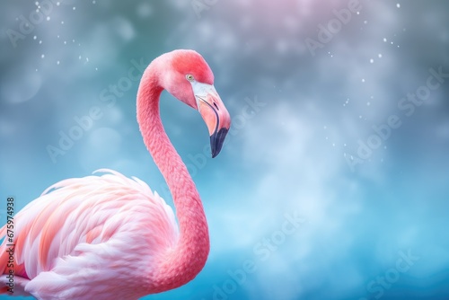 Pink flamingo blured background © FryArt Studio
