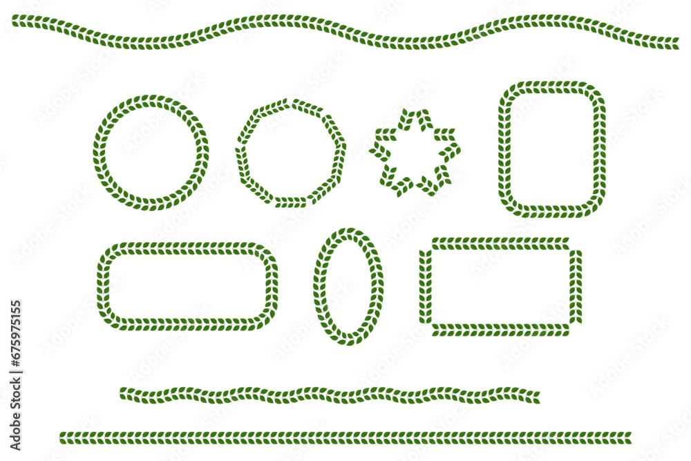 Decorative Leaf set. wavy, circle, curved rectangle, oval, and Etc,.. vector illustrator on white background Decorative Leaf set. wavy, circle, curved rectangle, oval, and Etc,.. vector illustrator on white background