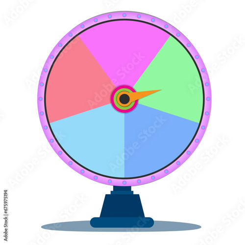 Fortune wheels flat icons set. Spin lucky wheel casino money game symbols. Wheel of fortune vector illustration of a flat. Empty Colorful wheel of fortune isolated from the background.