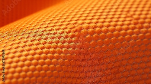 Orange soccer fabric texture with air mesh. Athletic wear backdrop