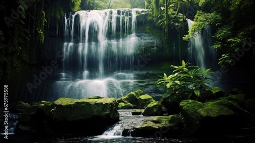 big waterfall in forest © FryArt Studio