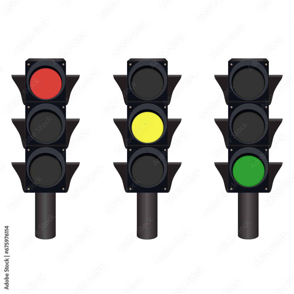 Traffic signal. red, green, yellow lights. kids learning education