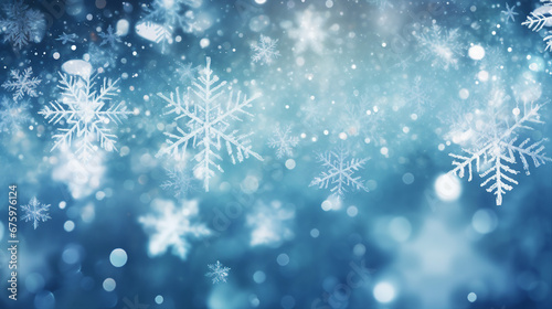Festive Snowflakes Sparkle - Winter Bokeh Lights Abstract Background