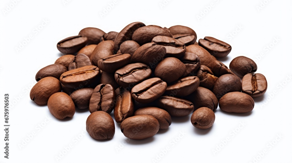 Brown coffee beans isolated on white background Brown coffee beans isolated on white background