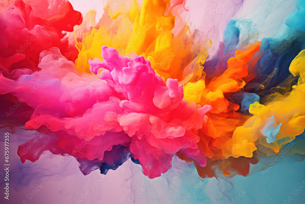 Vibrant Abstract Color Explosion on White Background