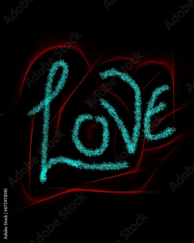 Love text with neon glow effect illustration 