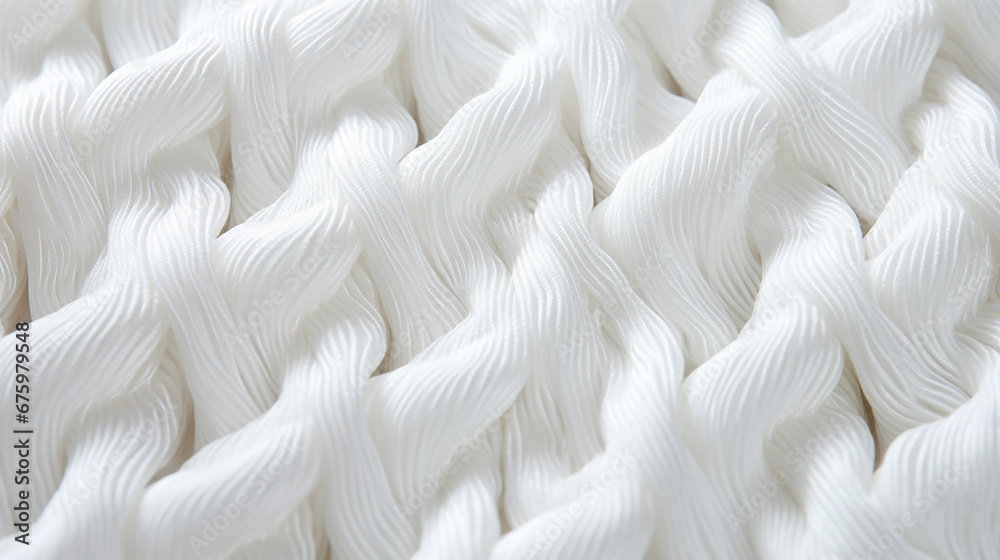 Microscopic Textures: Close-Up of Detailed WHITE Fabric Textile, 