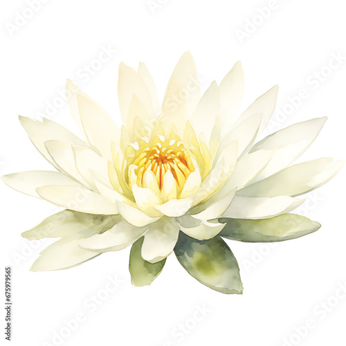 watercolor neutral water lily flower