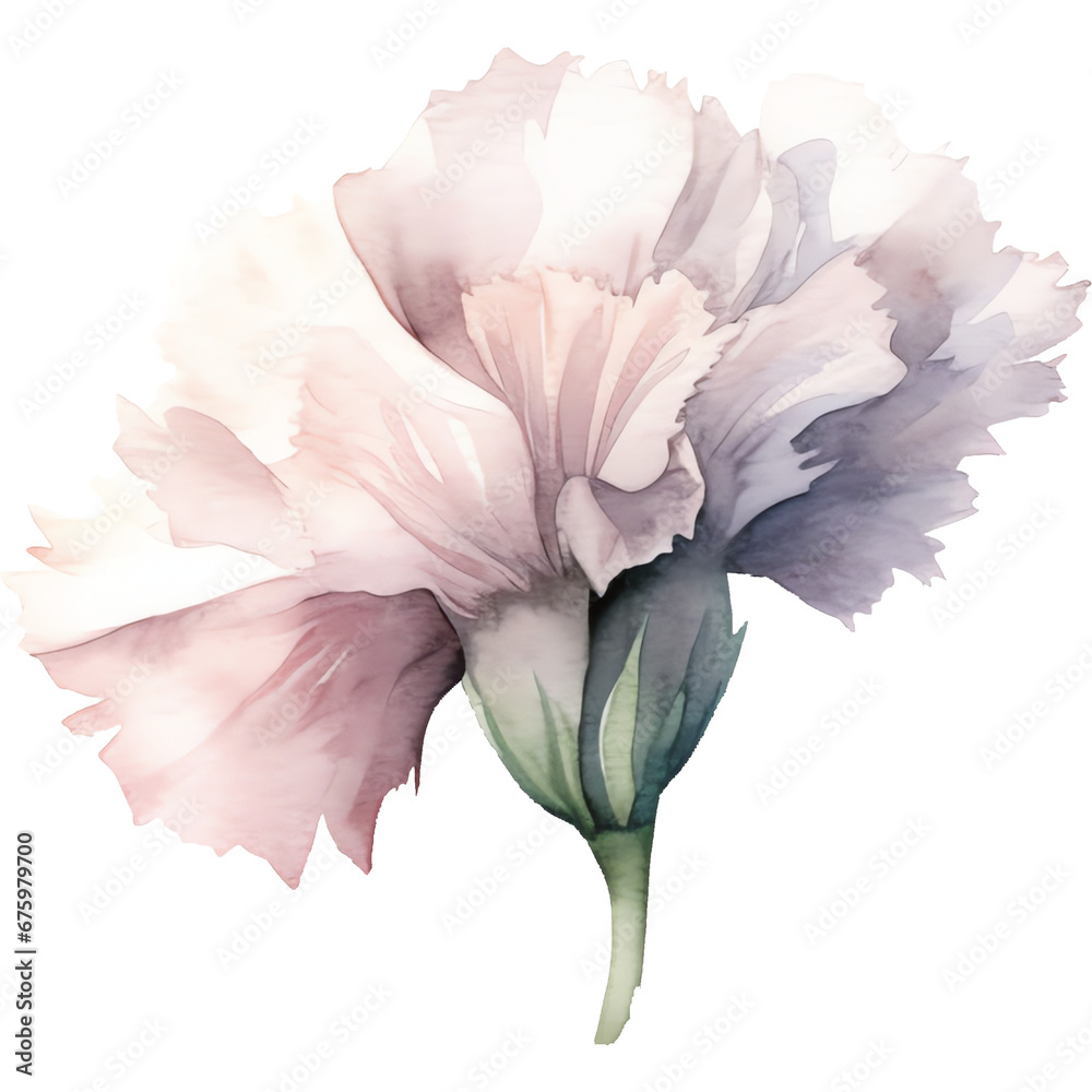 watercolor pink carnation flower