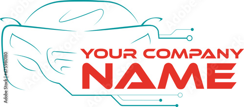 car electronics company logo. car repair shop specializing in electronics