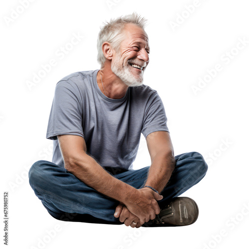portrait of a senior man, Happy old man of a smiling on transparent png. 