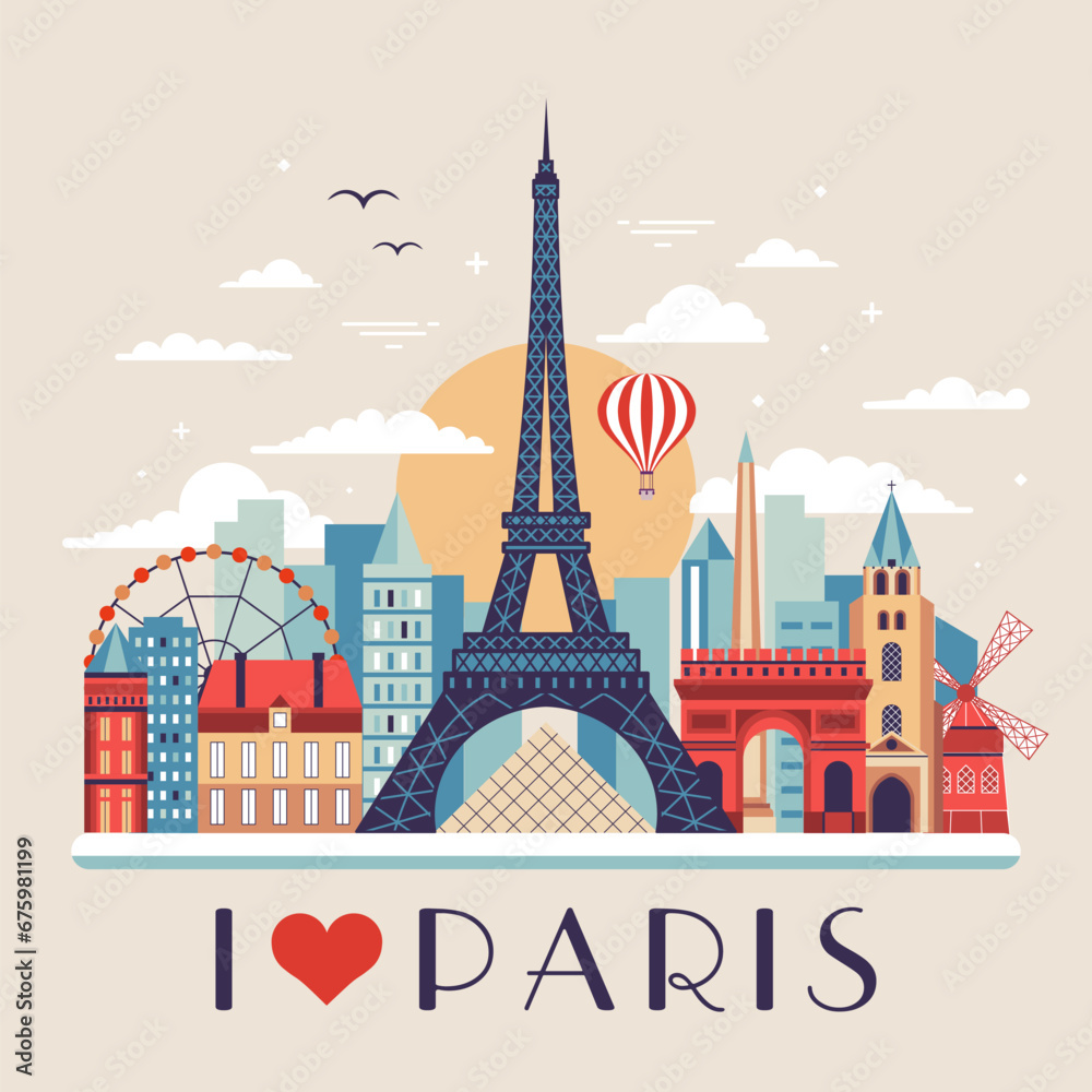 Love Paris Travel Postcard with Eiffel Tower