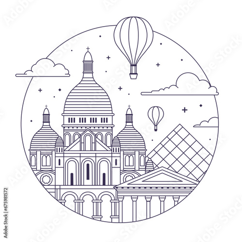 Obraz na płótnie Paris Travel Icon with Sacre Coeur Basilica w salonie