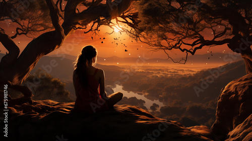 Meditation at sunset
